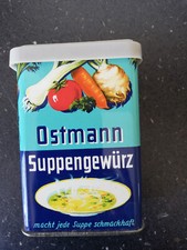 Alte kleine Blechdose, SUPPENGEWÜRZ, von OSTMANN, ca. 8,5 cm hoch