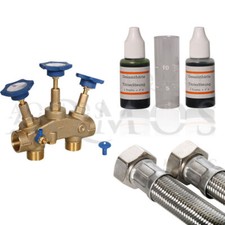 Anschlussset Enthärtungsanlage | Montageblock |  Schläuche 1m | Messbesteck