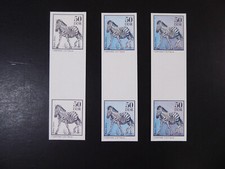 DDR Zootiere 1975, 3 ZS Paare Phasendrucke 50 Pf "Zebra", ME ca. 600,-