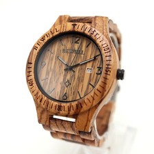 Bewell Mens Wooden 44mm Date