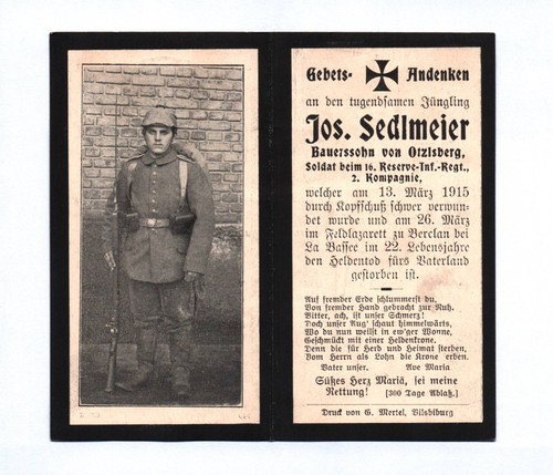 Sterbebild otzlsberg 1915 - sterbebild,