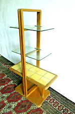 Etagen Regal Holz Glas Kacheln Standregal Blumenständer 50er 60er H 125cm (Lo)