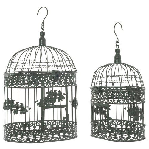 Deko vogelkäfig grün - deko-vogelkäfig, oval