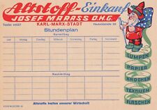 Stundenplan - DDR - Altstoff-Einkauf - Josef Marass OHG, Karl-Marx-Stadt - 1957