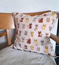 Kissenhülle Kissen Dekokissen, 40 X 40 - Motive Katzen - Handmade