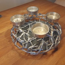 Adventskranz aus Metall Alu Silber D: 38 cm - Weihnachtsdeko, Adventsdeko