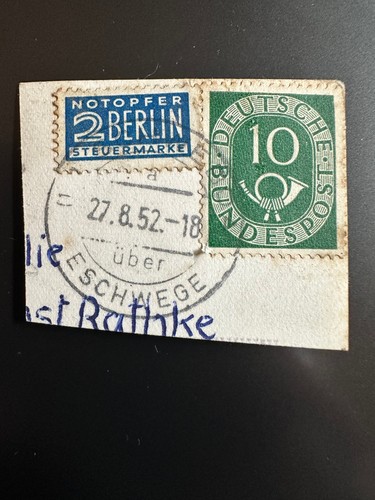 Brd briefstück 1952 - briefstück, posthorn