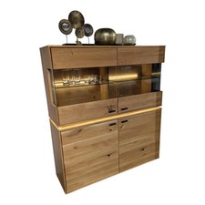 MCA Furniture Highboard Como Wildeiche Geölt Teilmassiv mit LED-Beleuchtung