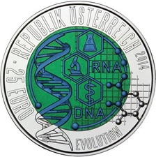 Österreich 25 Euro 2014 Evolution Silber-Niob Handgehoben mit OVP