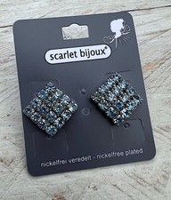 Ohrstecker Stecker Ohrschmuck Quadrat quadratisch Strass hellblau Strassstecker 