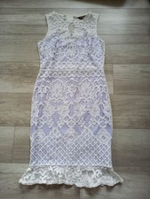 LIPSY London Cocktailkleid Minikleid weiß lila XXL/44/42 Etuikleid Strech Spitze