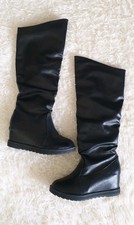 Slouch Schlupf Boots Stiefel schwarz gefüttert Hidden Absatz 36