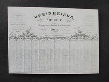 GREINHEISER GRAVEUR PARIS  Calendrier de l'année 1847 carte commerciale Kalender