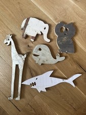 Holzfiguren Holztiere groß Hai Eule Wal Giraffe Elefant Deko Spielzeug
