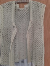 Weste Jacke gehäkelt - hell grün - Gr. 44 (ca.) - Handarbeit - ungetragen, NEU