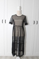 Shein Maxi Kleid Gr. XS S M 34 36 38 schwarz Spitze Vintage Festival NEU