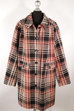 Mia Linea beige-braun-orange-karierter Mantel Gr.50/XL Polyester Wolle Top Zust.