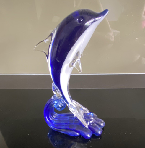 Delfin dekofigur blau - dekofigur, blau/weiß