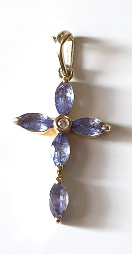 Anhänger kreuz tansanit - anhänger,