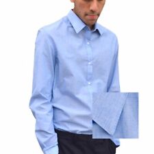 Formelles langärmliges Herrenhemd blau schmale Passform UK klassisch Büro Arbeit Freizeithemden