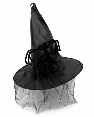 Hexenhut schwarz mit schleier - hexenhut,