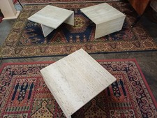 3 Vintage Beistelltische aus Travertin für UP&UP 70er Jahre Italien