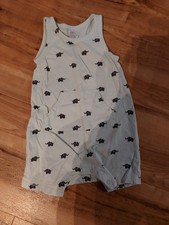 Sommerbody - Gr. 80 - H&M - Türkis mit Elefanten - Knopfverschluss - gebraucht