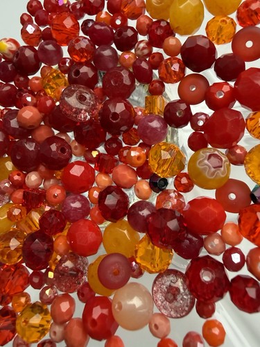 Glasperlen mix rot - mix, rot-orange–
