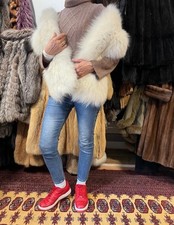 Polarfuchs Fuchs Pelz Umhang Pelzstola Polar Fox Real Fur Collar Volpe Stole XXL