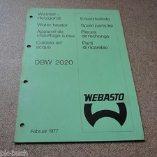 Ersatzteilkatalog Webasto Standheizung DBW 2020 Stand 11/1977