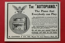 WL10h) Werbung M Kastner & Co 1904 Autopiano Piano London England UK Grafik