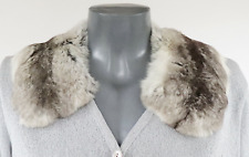 Pelz Schal Chinchilla Bubi Kragen Fell Besatz Jacke Mantel Umhang Natur Grau