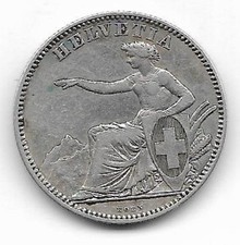 2 Franken 1860 Schweiz  Silber Münze , H4
