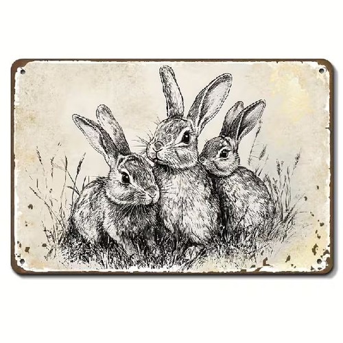 Blechschild kaninchen hasen - kaninchen,