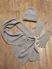 Mütze Schal Handschuhe Set aus Angora, Wolle, Viskose in grau 