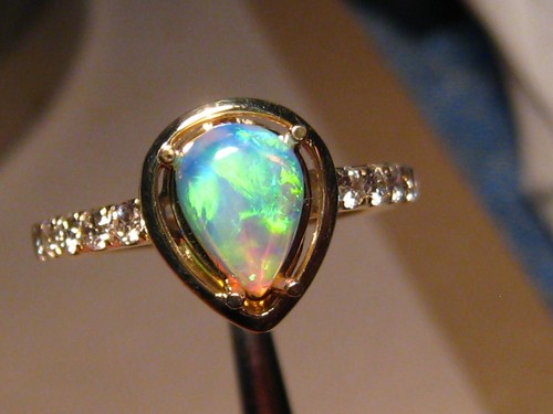 Opal diamant ring massiv 14 - massiv,