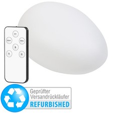 Lunartec Leuchtstein: Solar-LED-Dekostein mit Fernbedienung, Versandrückläufer