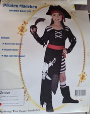 Piraten Kostüm Mädchen 3 teilig Kleid Hut Handschuhe im Kleidersack