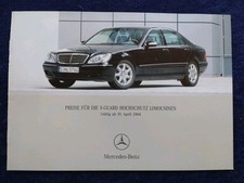 Mercedes S-Klasse W220 S500 S600 Preisliste 4.2004
