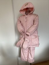 PAMPOLINA SCHNEEANZUG 2 TEILIG ROSA MIT HANDSCHUHEN & STICKEREI & GLITZER GR. 98