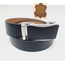 Ledergürtel Herren Gürtel echt Leder Automatik Schnalle Jeans Anzugs Schwarz DHL