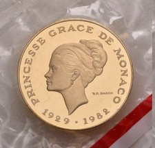 *****MONACO 1982 10 FRANCS GRACE Kelly PIEFORT Gold OR ORO PP BE Proof Rar *****