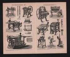 Lithografie 1901: Buch-Binderei I-III. Pappschere Walzwerk Heftlade