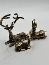 Vintage Messing Hirsch Familie 3 Rehe Wohndeko Bürodeko