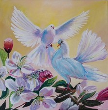Original acrylgemälde tauben - acrylgemälde,