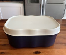 Tupperware Laibwächter groß Brotbehälter Brotbox in Blau/Weiss 40cm.Lx27Bx15cm.H
