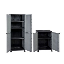 2x Kunststoffschrank Gartenschrank Haushaltsschrank Rattan-Design 171 / 92x68x40