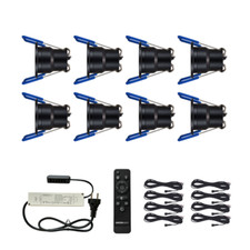 8 LED Einbaustrahler Terrassenüberdachung, Carport (3W, IP65) dimmbar Schwarz