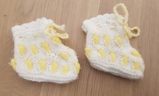 BABY WOLLSOCKEN ★ Socken Wolle ★ HANDARBEIT ★ Patik Babyschuhe Schuhe weiß gelb