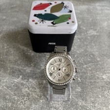 FOSSIL BQ1773 Silver Dial CHRONOGRAPH 5 ATM Silver S/S QUARZ DAMENUHR NEU MIT ET